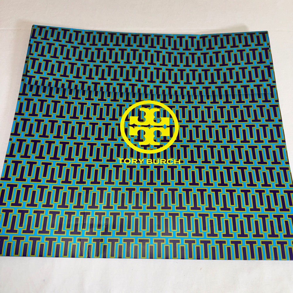 Tory Burch Large Paper Shopping Gift Bag Blue Purple Monogram T Logo 20x18x6
